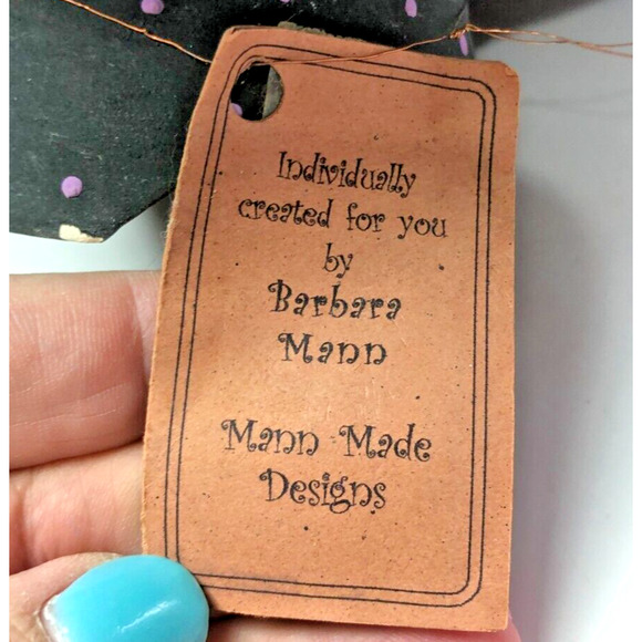 Barbara Mann Made Designs Fun 8" Matte Pottery Bowl Purple Chicklets Copper Leaf - Picture 7 of 8